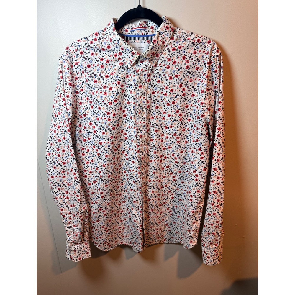 CACTUS MAN RICKY SINGH‎ Mens Floral Print Button Shirt Long Sleeve Cotton Size L